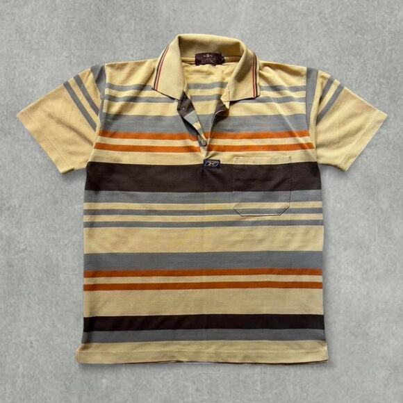 Men's Y2K Striped Yellow Polo Shirt - Picture 1 of 5